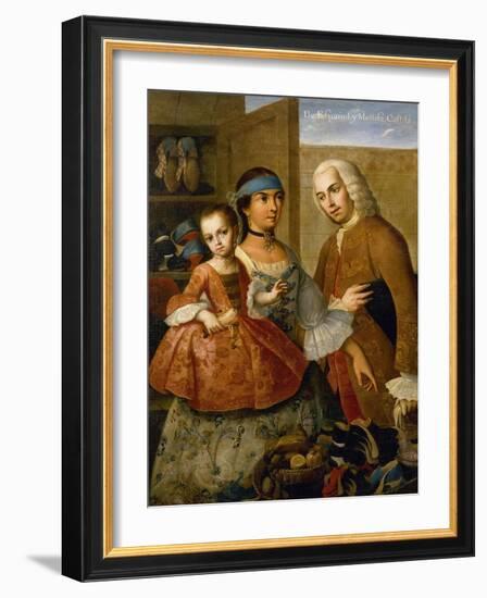 Couple with Little Girl (De Espanol y Mestiza, Castiza), Museo de America, Madrid, Spain-Miguel Cabrera-Framed Giclee Print