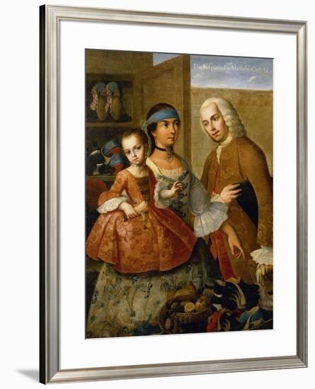 Couple with Little Girl (De Espanol y Mestiza, Castiza), Museo de America, Madrid, Spain-Miguel Cabrera-Framed Giclee Print