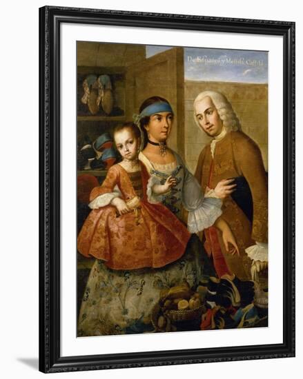 Couple with Little Girl (De Espanol y Mestiza, Castiza), Museo de America, Madrid, Spain-Miguel Cabrera-Framed Giclee Print