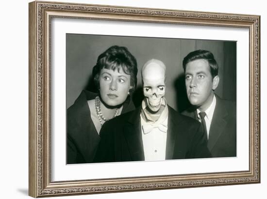 Couple with Skeleton in Suit-null-Framed Art Print