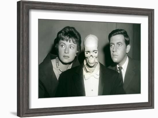 Couple with Skeleton in Suit-null-Framed Art Print