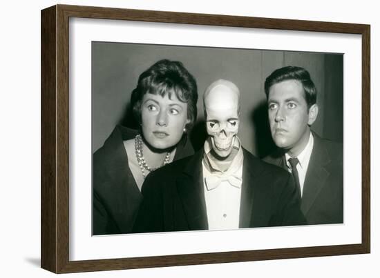 Couple with Skeleton in Suit-null-Framed Art Print