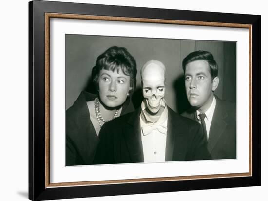 Couple with Skeleton in Suit-null-Framed Art Print