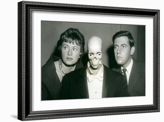 Couple with Skeleton in Suit-null-Framed Art Print