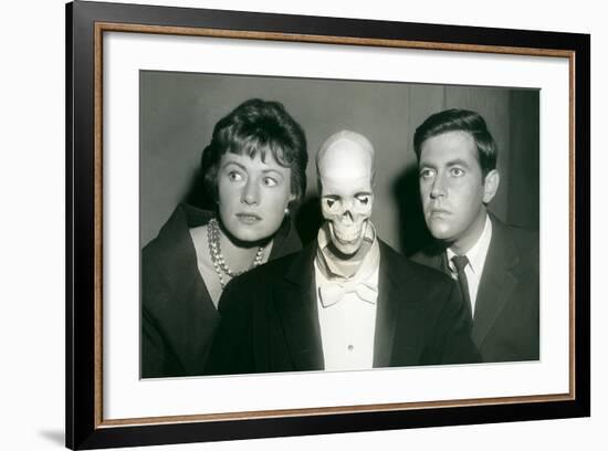 Couple with Skeleton in Suit-null-Framed Art Print