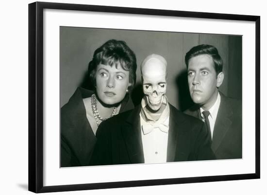 Couple with Skeleton in Suit--Framed Art Print