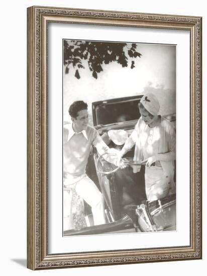 Couple with Tennis Racket-null-Framed Art Print