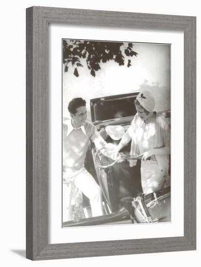 Couple with Tennis Racket-null-Framed Art Print