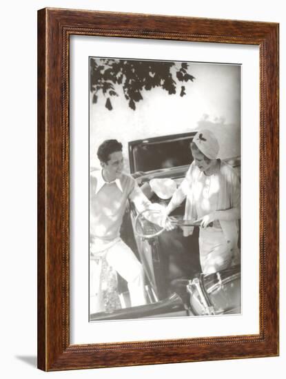 Couple with Tennis Racket-null-Framed Art Print