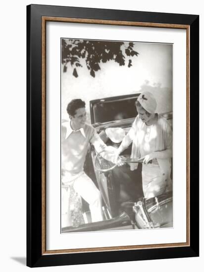 Couple with Tennis Racket-null-Framed Art Print