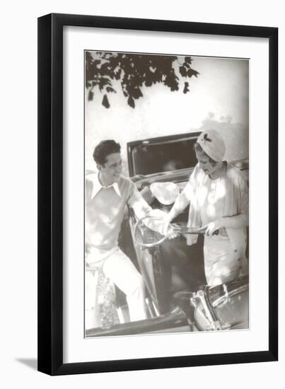 Couple with Tennis Racket-null-Framed Art Print