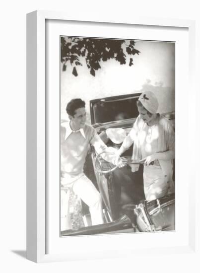 Couple with Tennis Racket-null-Framed Art Print