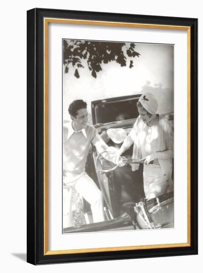 Couple with Tennis Racket-null-Framed Art Print