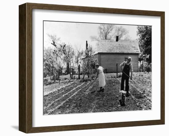 Couple Working in Garden on Farm Security Housing Project-Carl Mydans-Framed Photographic Print