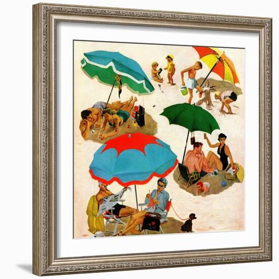 "Couples at the beach", August 2, 1952-George Hughes-Framed Giclee Print