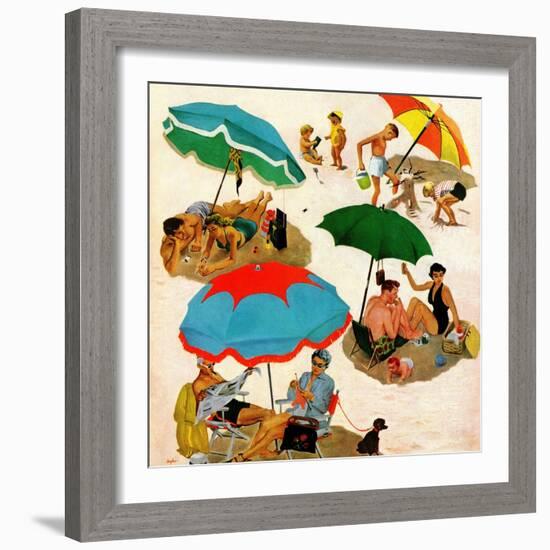 "Couples at the beach", August 2, 1952-George Hughes-Framed Giclee Print