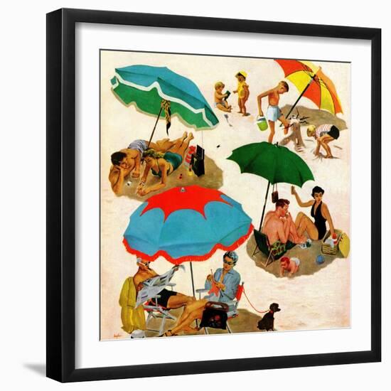 "Couples at the beach", August 2, 1952-George Hughes-Framed Giclee Print