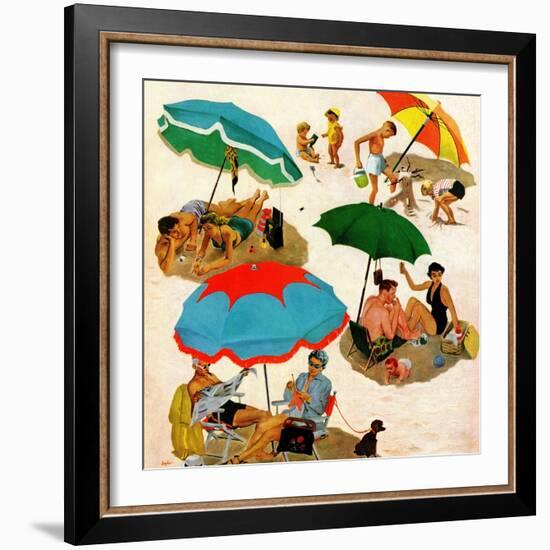"Couples at the beach", August 2, 1952-George Hughes-Framed Giclee Print
