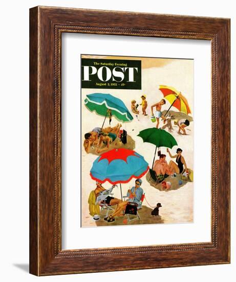 "Couples at the beach" Saturday Evening Post Cover, August 2, 1952-George Hughes-Framed Giclee Print