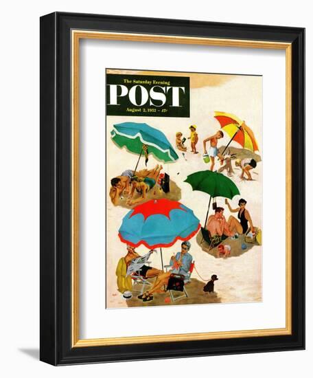 "Couples at the beach" Saturday Evening Post Cover, August 2, 1952-George Hughes-Framed Giclee Print