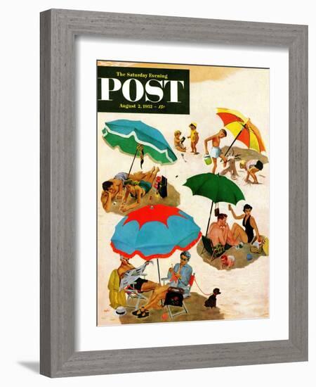 "Couples at the beach" Saturday Evening Post Cover, August 2, 1952-George Hughes-Framed Giclee Print