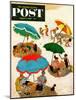 "Couples at the beach" Saturday Evening Post Cover, August 2, 1952-George Hughes-Mounted Giclee Print