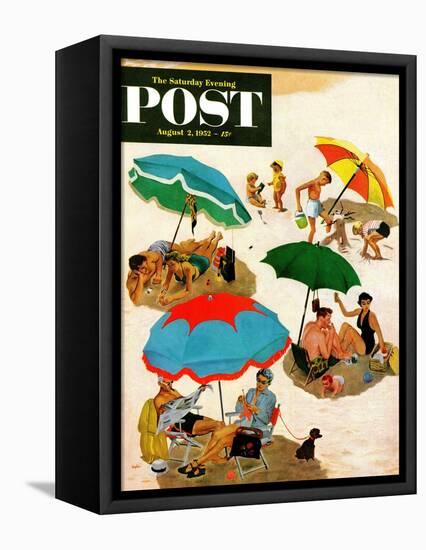 "Couples at the beach" Saturday Evening Post Cover, August 2, 1952-George Hughes-Framed Premier Image Canvas