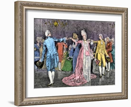 Couples Dancing the Minuet in an 18th-Century Ballroom-null-Framed Giclee Print