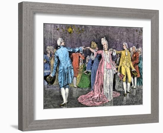 Couples Dancing the Minuet in an 18th-Century Ballroom-null-Framed Giclee Print