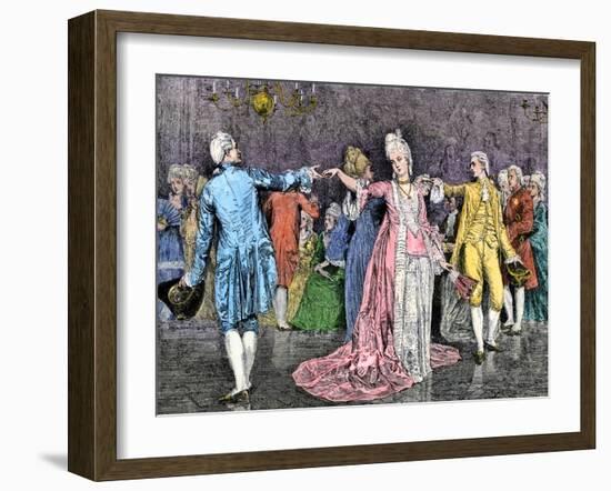 Couples Dancing the Minuet in an 18th-Century Ballroom-null-Framed Giclee Print