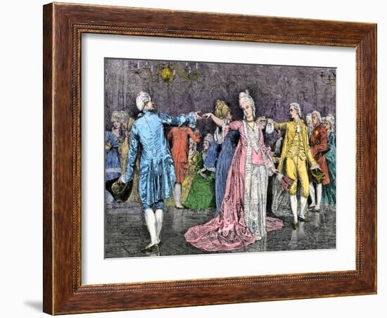 Couples Dancing the Minuet in an 18th-Century Ballroom-null-Framed Giclee Print