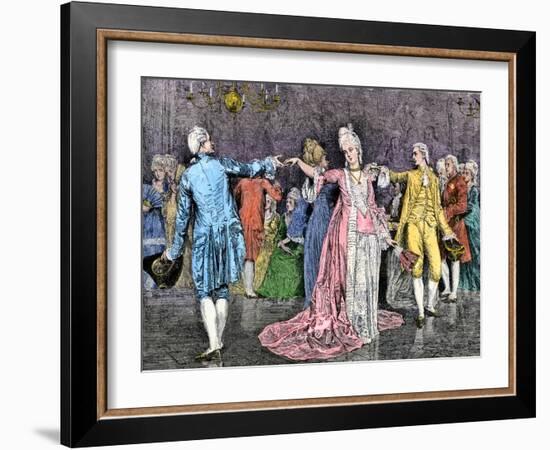 Couples Dancing the Minuet in an 18th-Century Ballroom-null-Framed Giclee Print