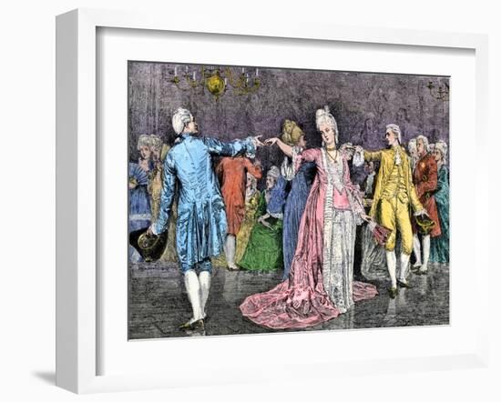 Couples Dancing the Minuet in an 18th-Century Ballroom-null-Framed Giclee Print