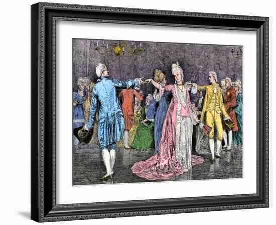 Couples Dancing the Minuet in an 18th-Century Ballroom-null-Framed Giclee Print