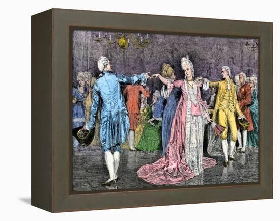 Couples Dancing the Minuet in an 18th-Century Ballroom-null-Framed Premier Image Canvas