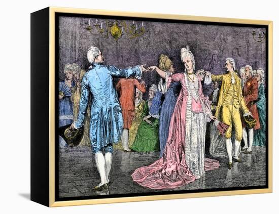 Couples Dancing the Minuet in an 18th-Century Ballroom-null-Framed Premier Image Canvas