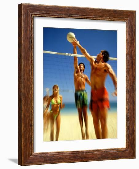 Couples Playing Volleyball on the Beach-Bill Bachmann-Framed Photographic Print