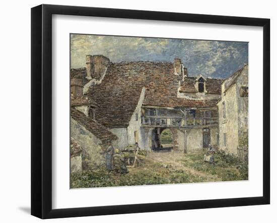 Cour de ferme à Saint Mammès (Seine et Marne)-Alfred Sisley-Framed Giclee Print