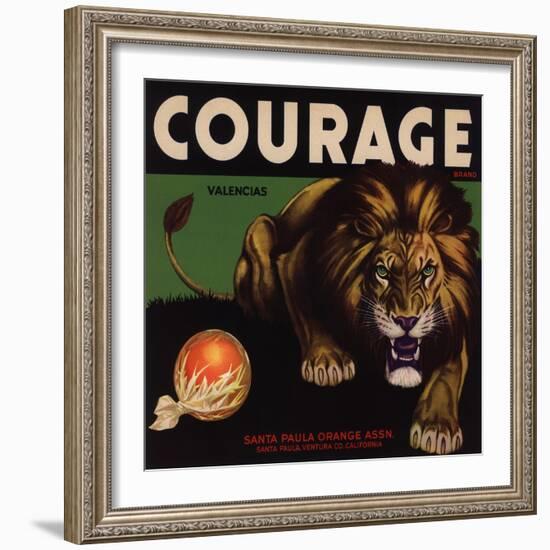 Courage Brand - Santa Paula, California - Citrus Crate Label-Lantern Press-Framed Art Print