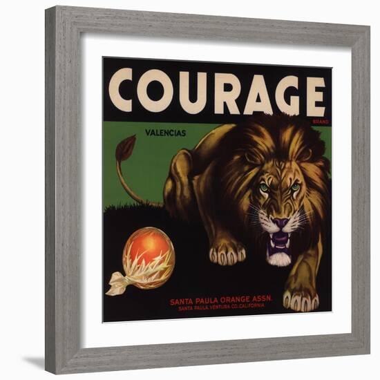 Courage Brand - Santa Paula, California - Citrus Crate Label-Lantern Press-Framed Art Print