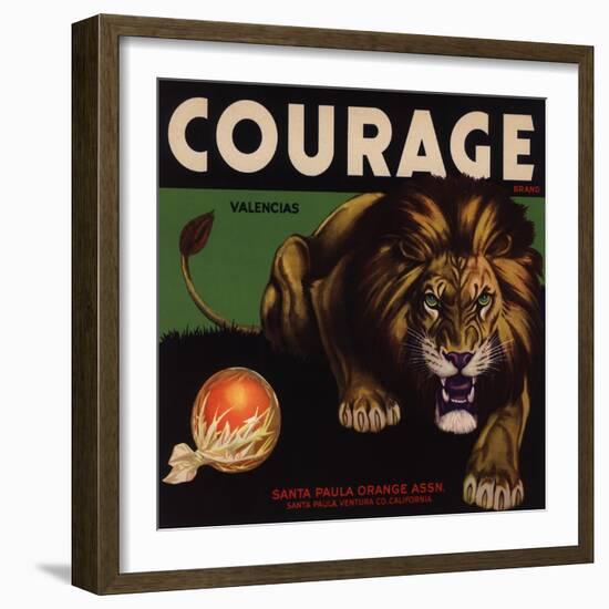 Courage Brand - Santa Paula, California - Citrus Crate Label-Lantern Press-Framed Art Print