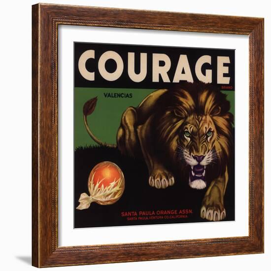 Courage Brand - Santa Paula, California - Citrus Crate Label-Lantern Press-Framed Art Print