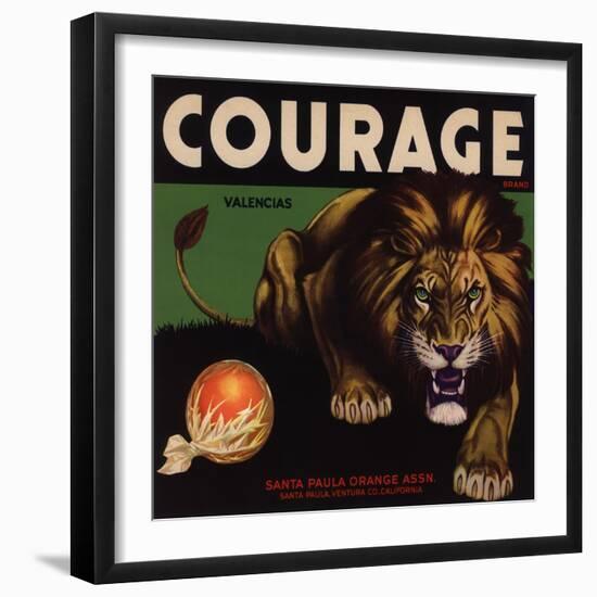 Courage Brand - Santa Paula, California - Citrus Crate Label-Lantern Press-Framed Art Print