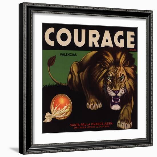 Courage Brand - Santa Paula, California - Citrus Crate Label-Lantern Press-Framed Art Print