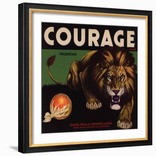 Courage Brand - Santa Paula, California - Citrus Crate Label-Lantern Press-Framed Art Print