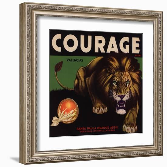 Courage Brand - Santa Paula, California - Citrus Crate Label-Lantern Press-Framed Art Print