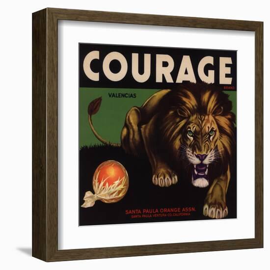 Courage Brand - Santa Paula, California - Citrus Crate Label-Lantern Press-Framed Art Print