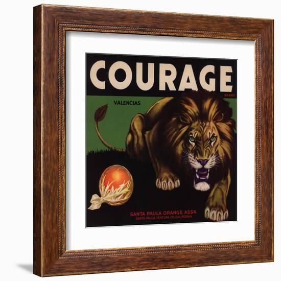 Courage Brand - Santa Paula, California - Citrus Crate Label-Lantern Press-Framed Art Print