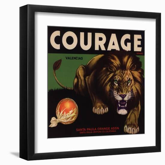 Courage Brand - Santa Paula, California - Citrus Crate Label-Lantern Press-Framed Art Print