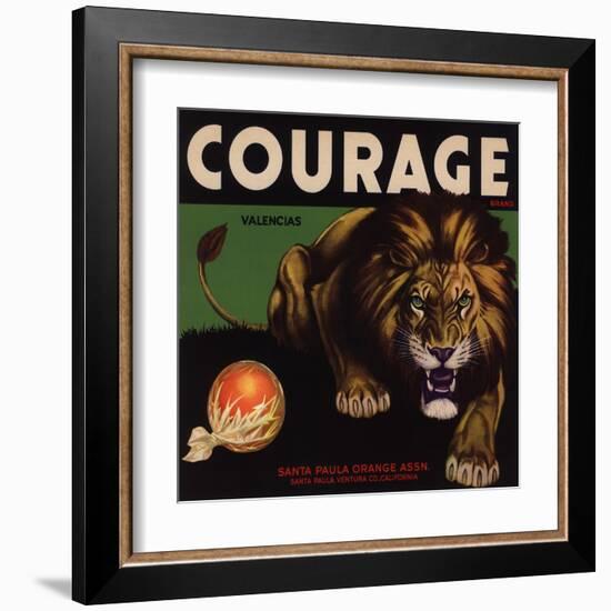 Courage Brand - Santa Paula, California - Citrus Crate Label-Lantern Press-Framed Art Print
